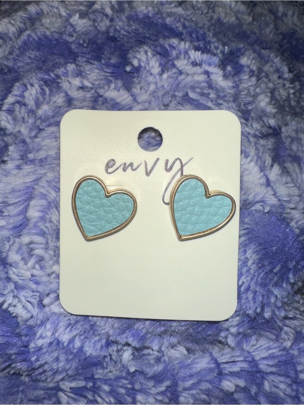 envy Gold-Trim Blue Heart Stud Earrings
